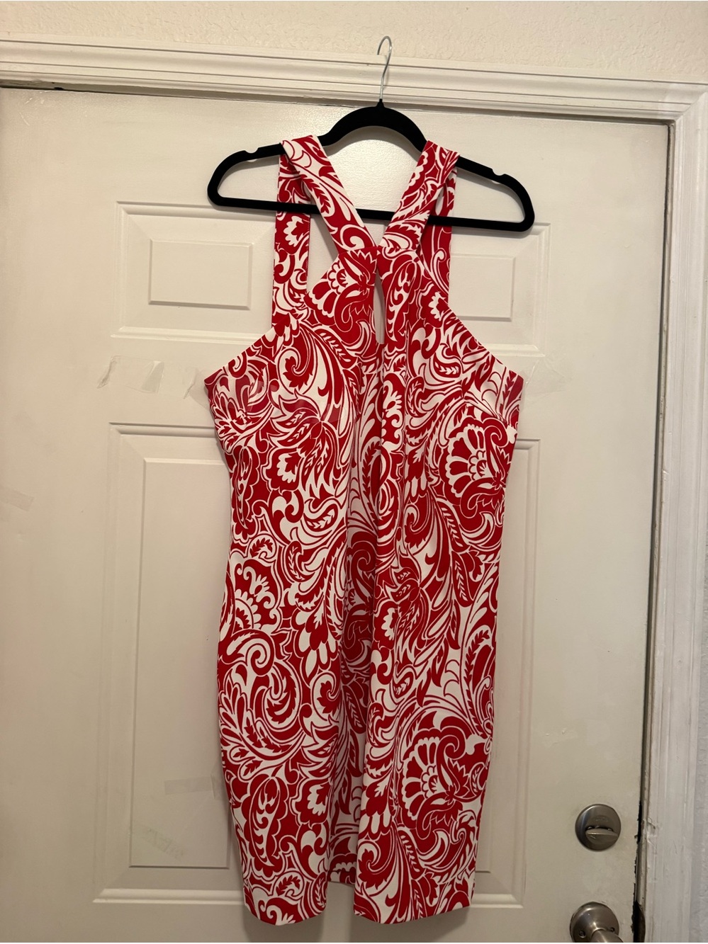 Boston Proper Red and White Sleeveless Printed Dress